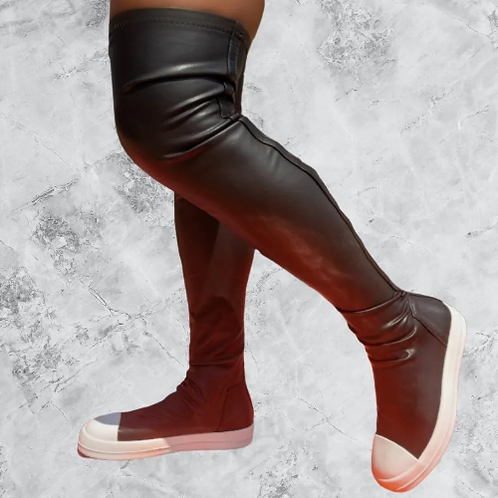 Liliana Women Thigh High Boots Flat Over The Knee Round Toe Tall Boots WANNABE-1