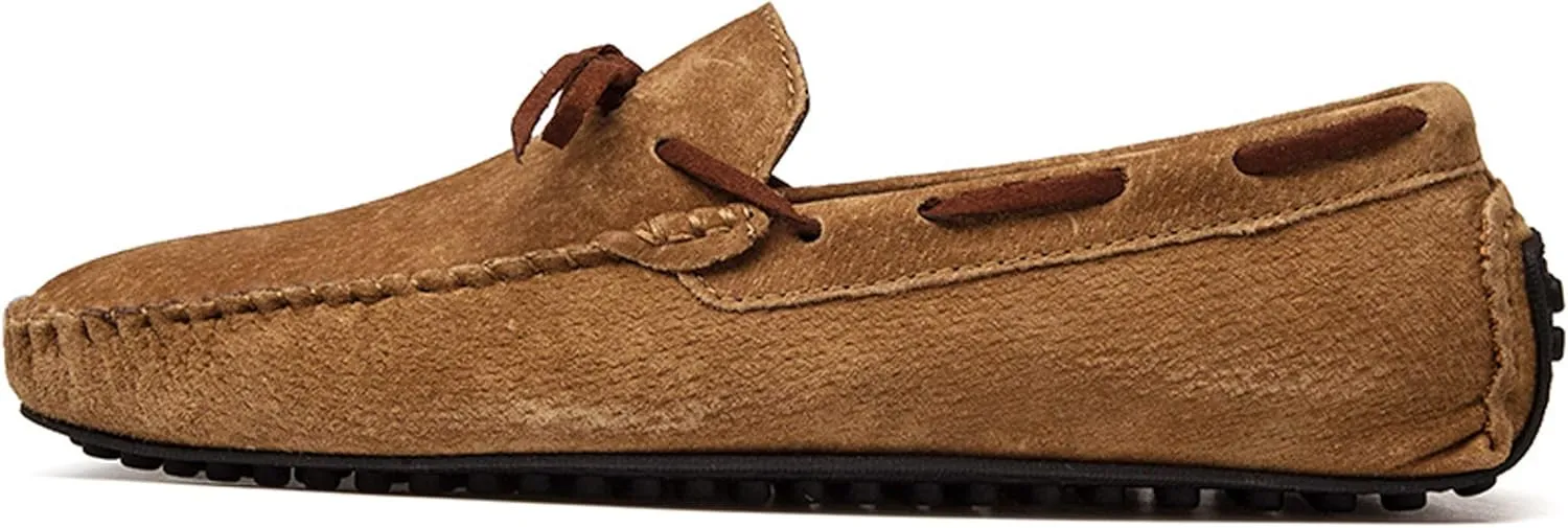 Loafers for Men Casual Moccasins Fashion Suede Lace Slip-on Dress Boat Driving Shoes
