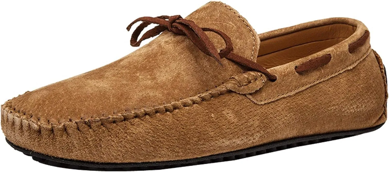 Loafers for Men Casual Moccasins Fashion Suede Lace Slip-on Dress Boat Driving Shoes