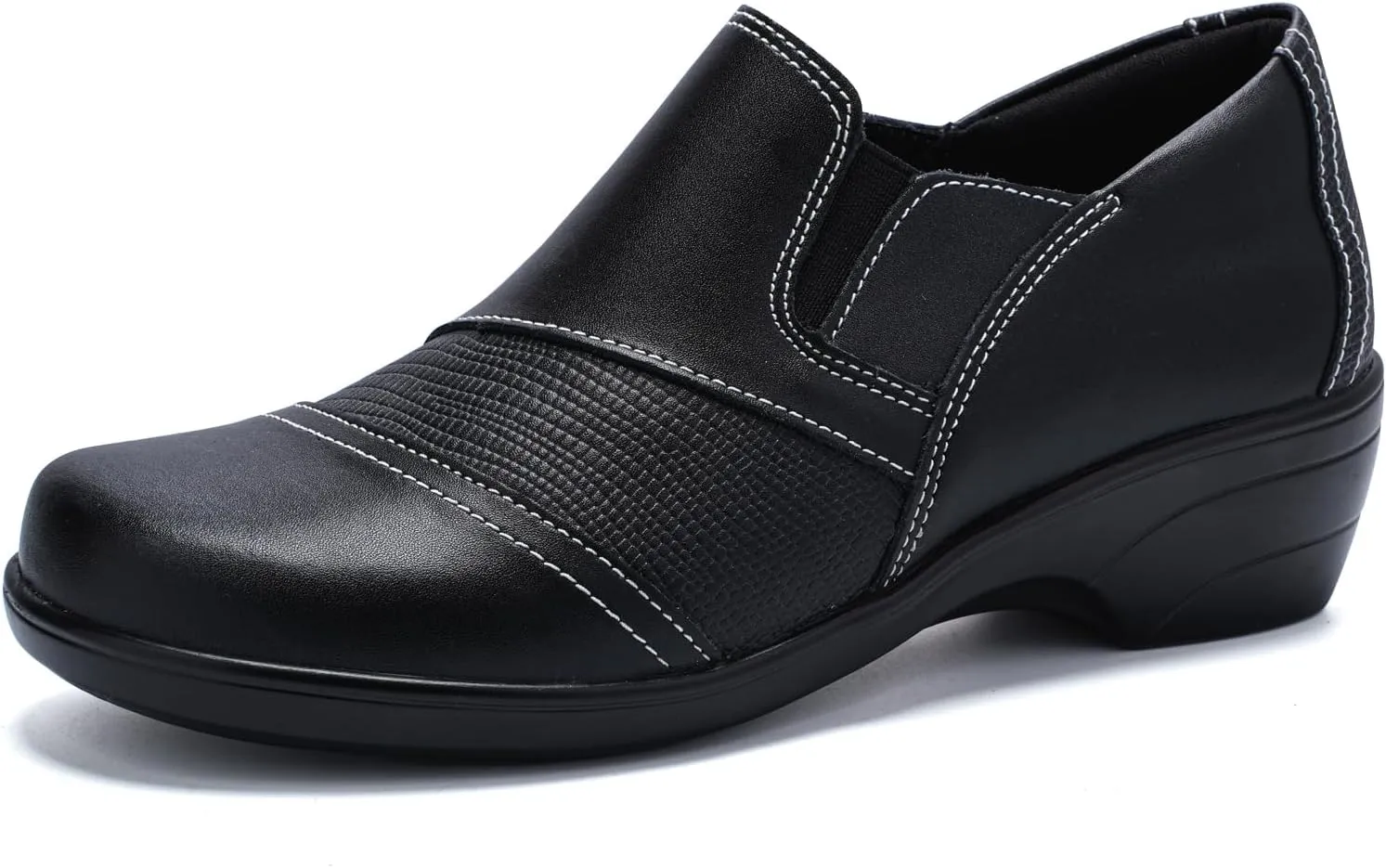 Loafers for Women Slip-on Dressy Leather Comfortable Casual Loafer Shoes with Arch Support Business Work Office Flats Black US 9.5