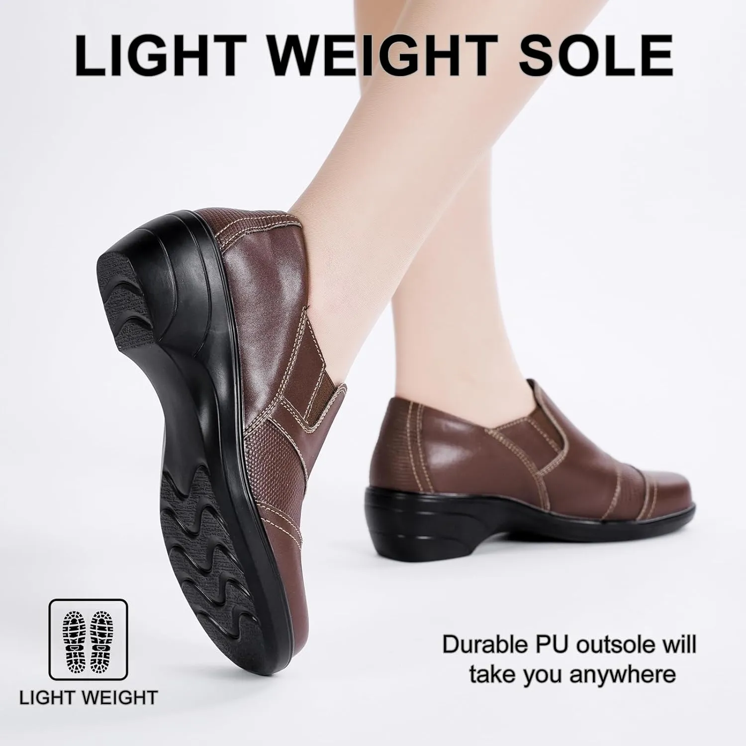Loafers for Womens Comfort Leather Slip On Dress Shoes for Office Business