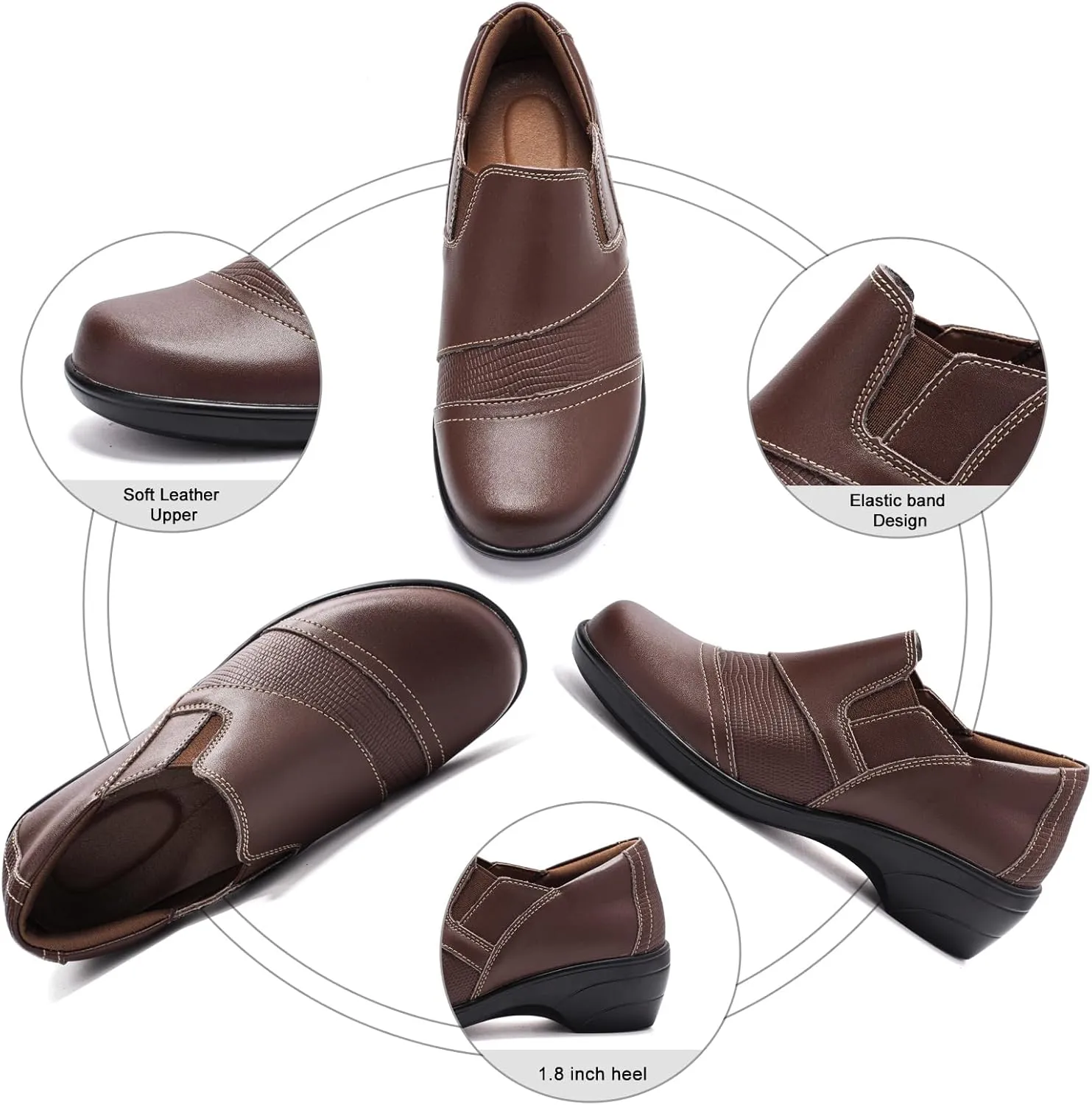 Loafers for Womens Comfort Leather Slip On Dress Shoes for Office Business