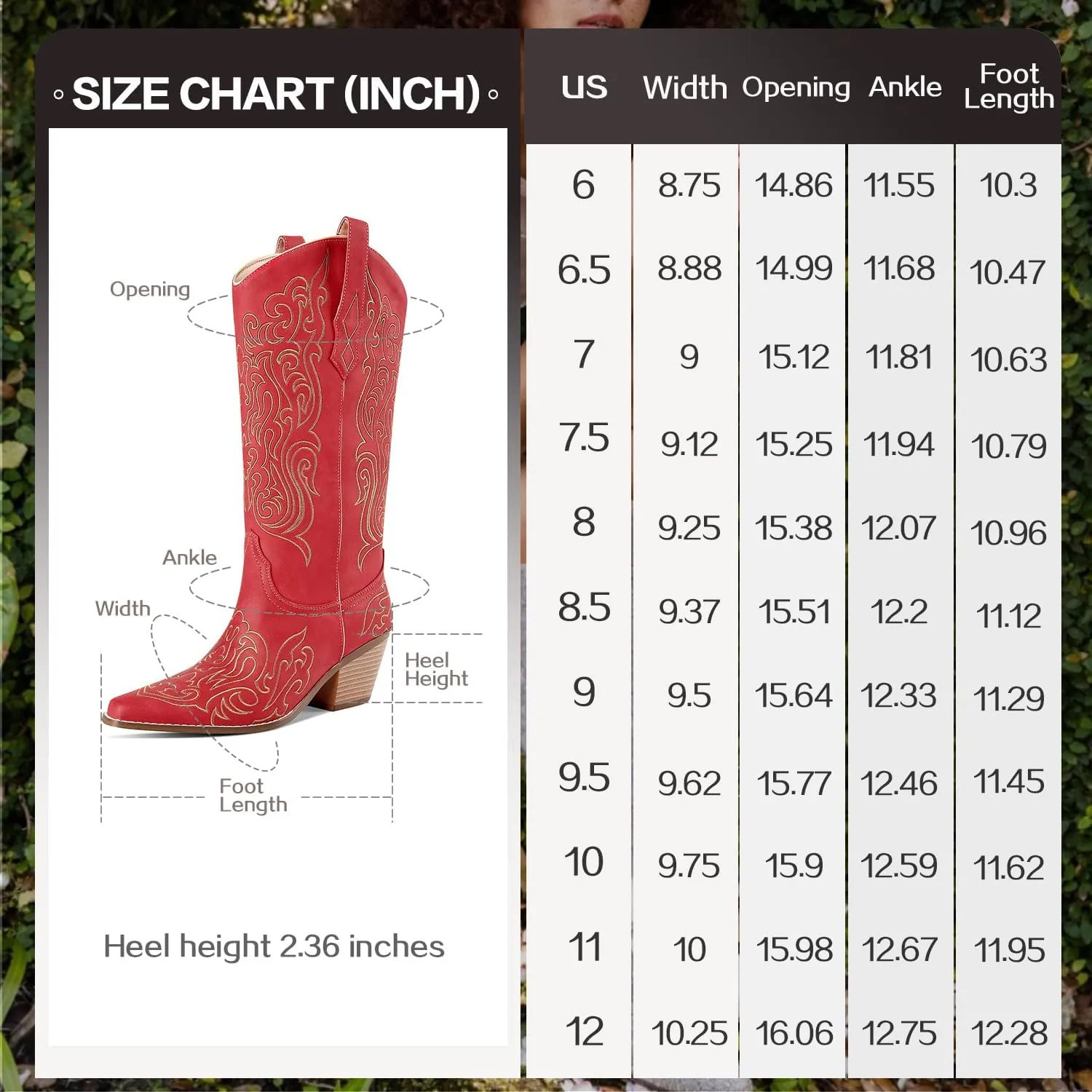 LOCERICH Women Knee High Boots Cowgirl Boots Cowboy Tall Boots Western Wide Calf Ladies Low Chunky Heel Snip Toe Comfortable Dress Boot with Embroidered