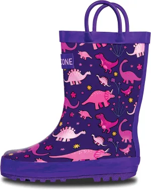 Lone Cone Kids Rain Boots for Girls & Boys – Waterproof Natural Rubber Toddler Rain Boots with Non-Slip Outsole & Easy Pull Handles – Solid, Pattern & Glitter Designs