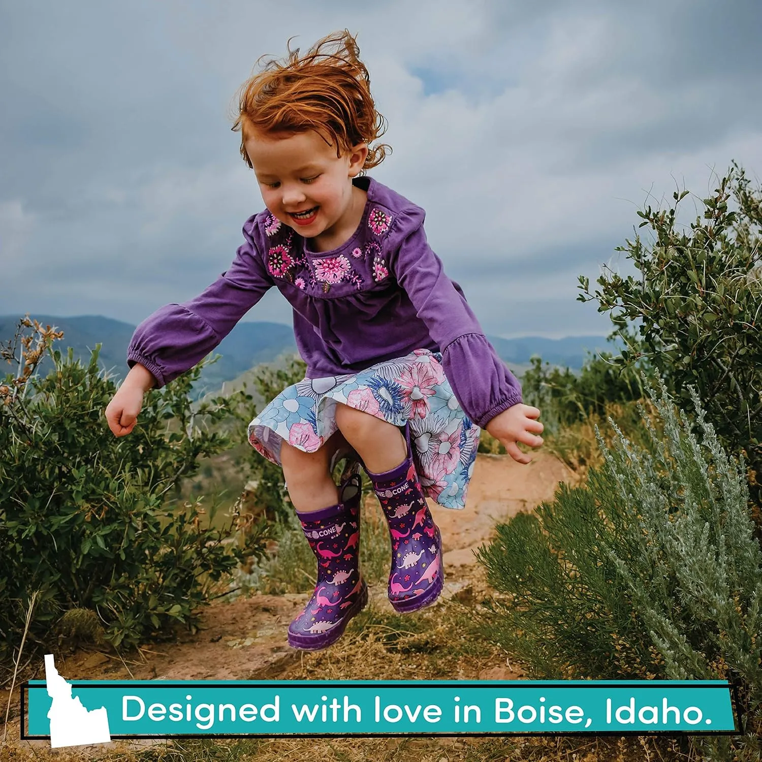 Lone Cone Kids Rain Boots for Girls & Boys – Waterproof Natural Rubber Toddler Rain Boots with Non-Slip Outsole & Easy Pull Handles – Solid, Pattern & Glitter Designs