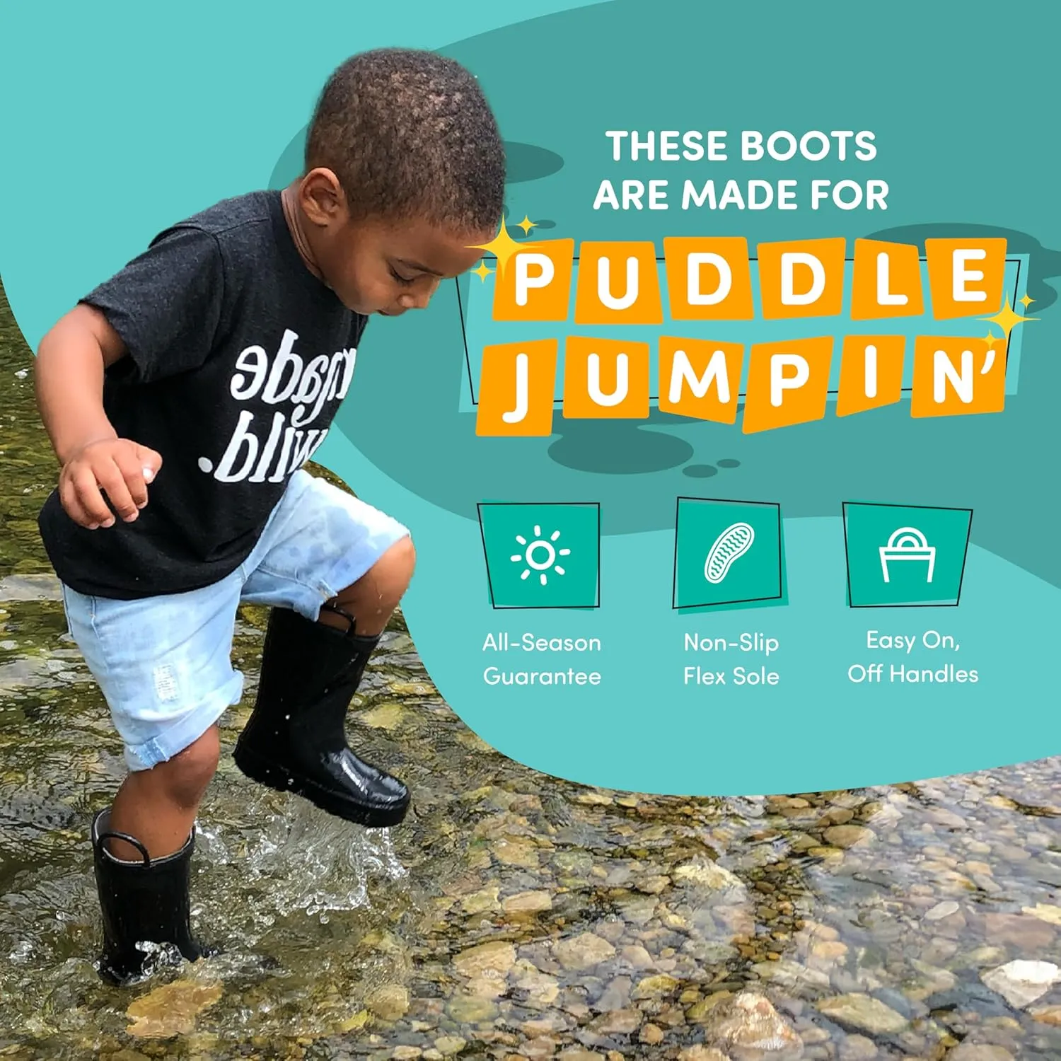 Lone Cone Premium Natural Rubber Rain Boots for Toddlers and Kids with Solid Design