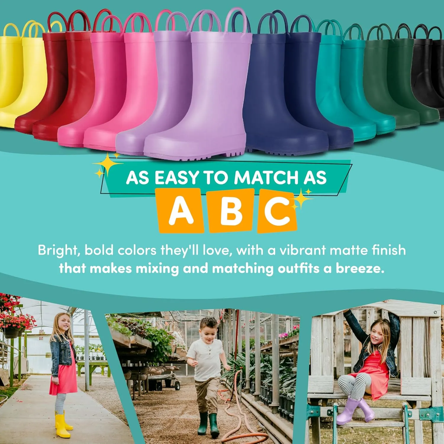 Lone Cone Premium Natural Rubber Rain Boots for Toddlers and Kids with Solid Design
