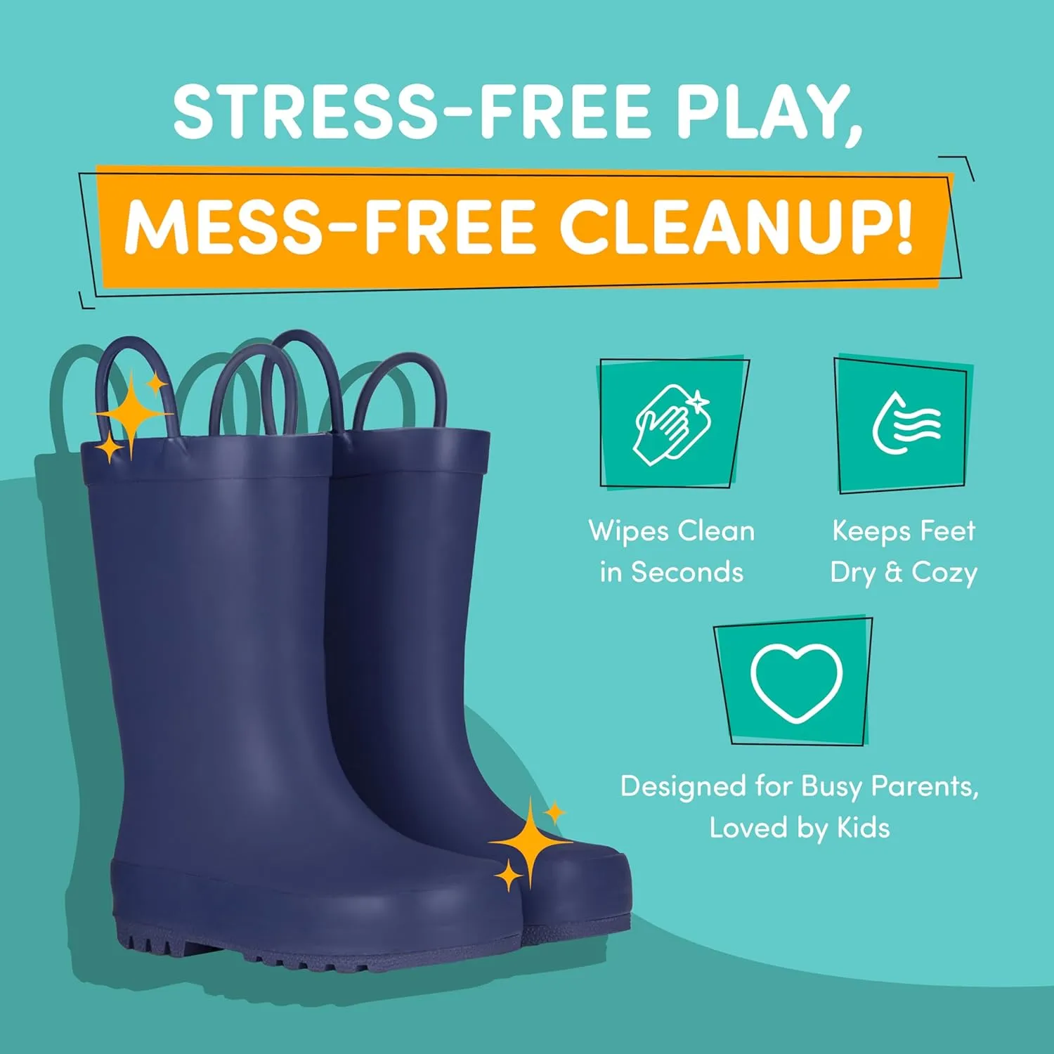 Lone Cone Premium Natural Rubber Rain Boots for Toddlers and Kids with Solid Design
