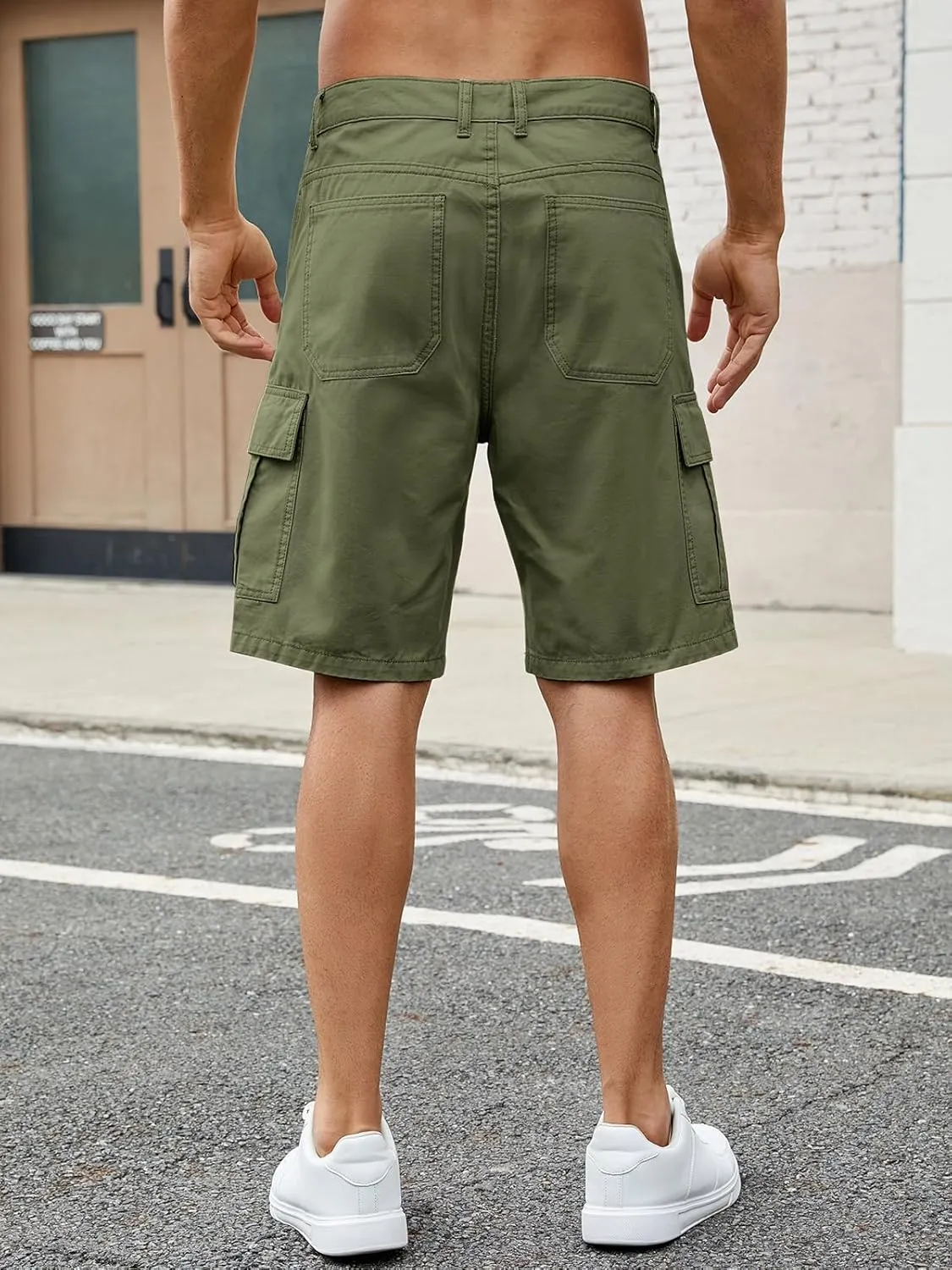 LONGBIDA Men's Loose Fit Denim Cargo Shorts with Multi Pockets