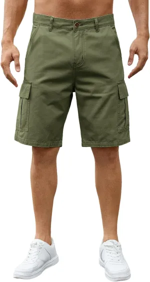 LONGBIDA Men's Loose Fit Denim Cargo Shorts with Multi Pockets