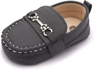 LONSOEN Baby Girls Boys Loafers Prewalker Dress Crib Shoes