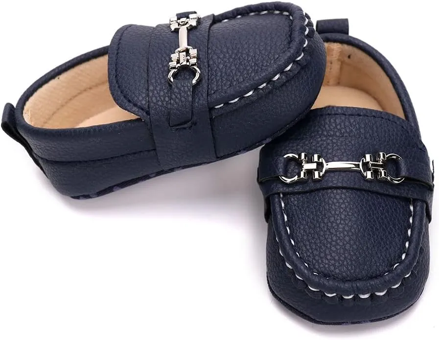 LONSOEN Baby Girls Boys Loafers Prewalker Dress Crib Shoes
