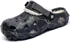 Meidiastra Women's Mens Fur Lined Clogs Waterproof Non Slip Garden Shoes Warm Plush House Slippers Indoor Outdoor Mules