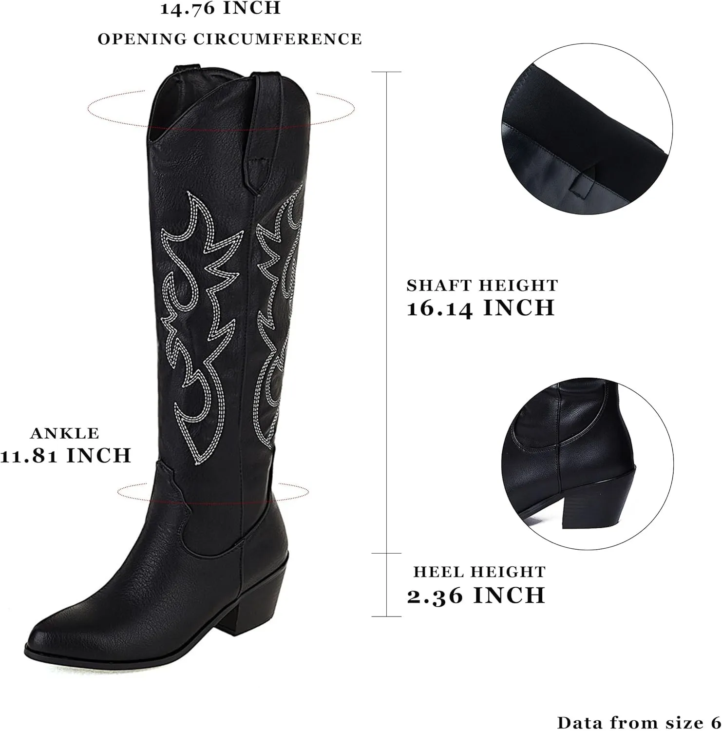 MeiLuSi Knee High Cowboy Boots Women's Cowgirl Boots for Women Embroidered Fashion Pull on Tall Western Boot
