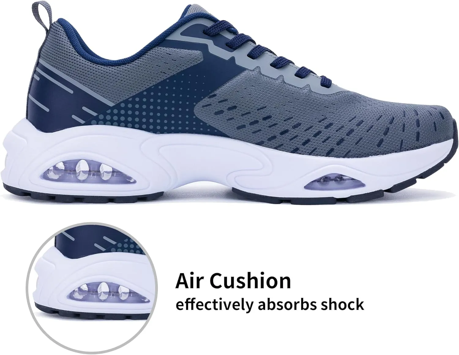 Men Air Running Shoes with Dual Cushions Breathable Lightweight Tennis Walking Sneakers Memory Foam Athletic Sport Shoes