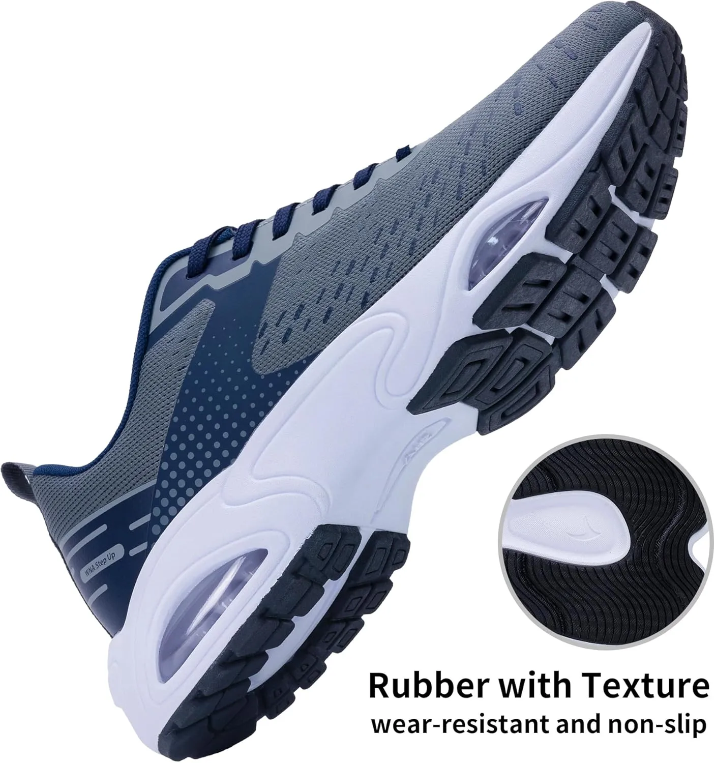 Men Air Running Shoes with Dual Cushions Breathable Lightweight Tennis Walking Sneakers Memory Foam Athletic Sport Shoes