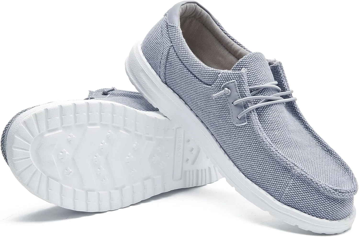 Men's Canvas Slip on Shoes Casual Hands Free Loafers Breathable Stretch Easy Walking Slip-Ons Lightweight Soft Boat Shoes