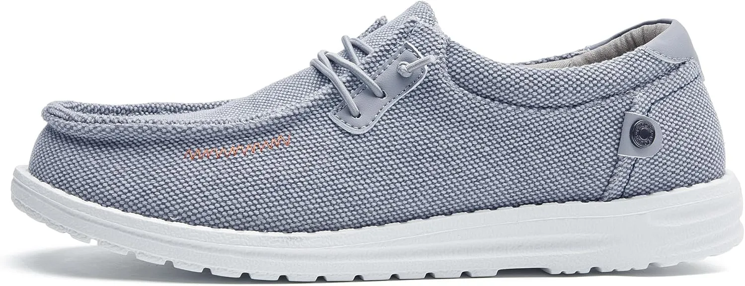 Men's Canvas Slip on Shoes Casual Hands Free Loafers Breathable Stretch Easy Walking Slip-Ons Lightweight Soft Boat Shoes
