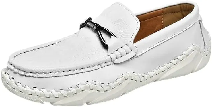 Men's Crocodile Print Leather Loafers - Round Toe Flexible Slip-Resistant Shoes, Comfortable Anti-Slip Slip-Ons for Prom & Casual Wear