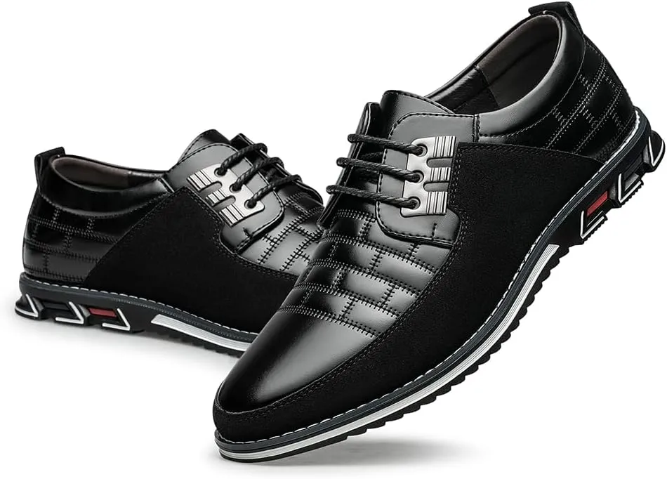 Men's Dress Shoes Wide Width, Comfort Dress Sneakers Men Fashion Business Casual Oxford Shoes Soft Loafers Derby Shoe for Office Working Driving Walking