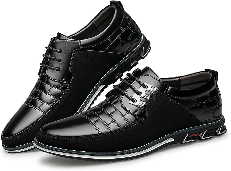 Men's Dress Shoes Wide Width, Comfort Dress Sneakers Men Fashion Business Casual Oxford Shoes Soft Loafers Derby Shoe for Office Working Driving Walking