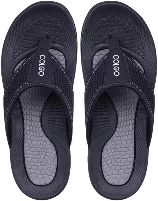 Mens Flip Flops Comfort Sport Thong Sandals for Indoor Outdoor Casual Beach Flip Flops for Men with Arch Support