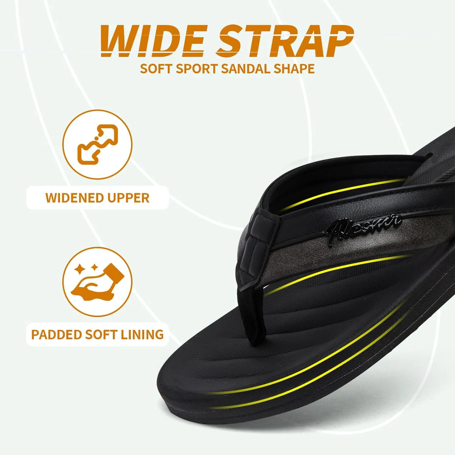 Men's Flip Flops Sandal Casual Comfortable Outdoor Thong Sandals for Men Summer Beach Slides Lightweight Non-Slip Shoes with Soft Cushion Arch Support