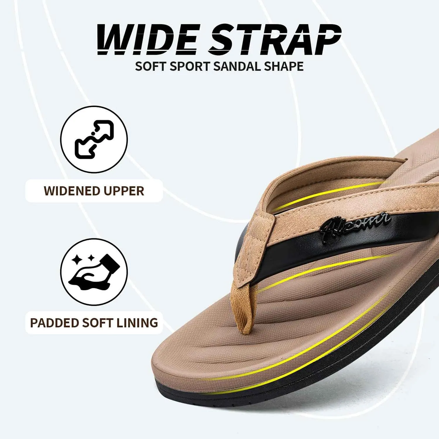 Men's Flip Flops Sandal Casual Comfortable Outdoor Thong Sandals for Men Summer Beach Slides Lightweight Non-Slip Shoes with Soft Cushion Arch Support