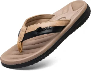 Men's Flip Flops Sandal Casual Comfortable Outdoor Thong Sandals for Men Summer Beach Slides Lightweight Non-Slip Shoes with Soft Cushion Arch Support