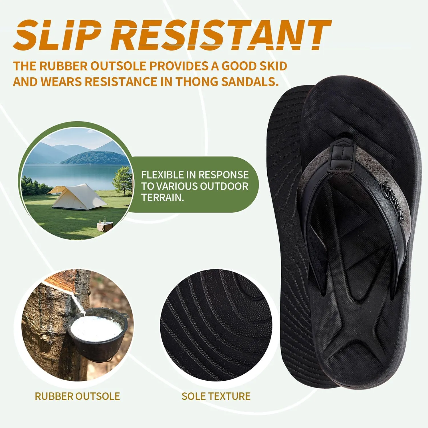 Men's Flip Flops Sandal Casual Comfortable Outdoor Thong Sandals for Men Summer Beach Slides Lightweight Non-Slip Shoes with Soft Cushion Arch Support