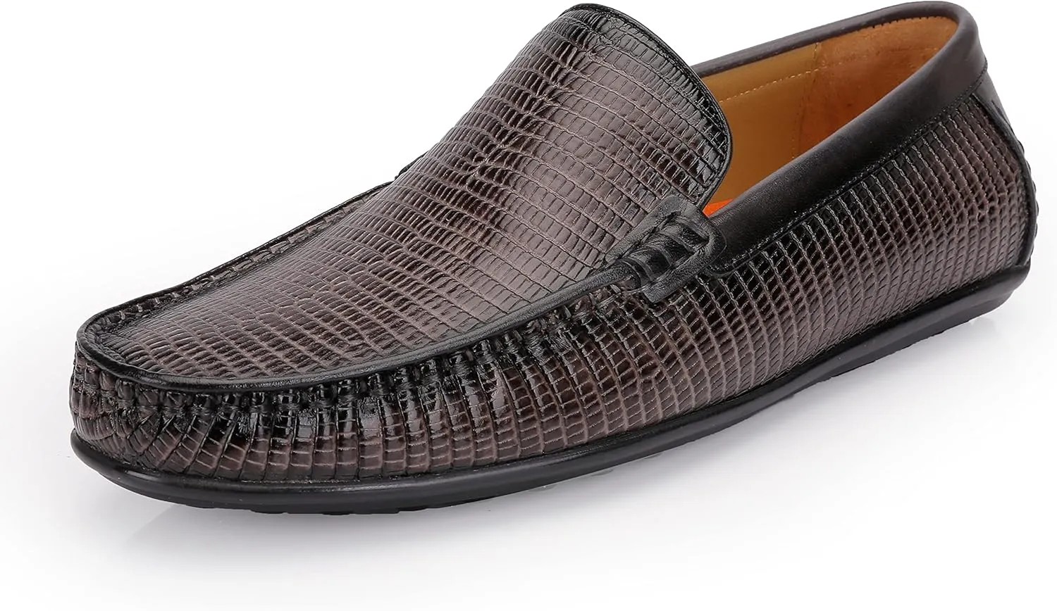 Men's Genuine Leather Loafers Crocodile Printed Slip On Soft Driving Dress Shoes