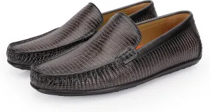 Men's Genuine Leather Loafers Crocodile Printed Slip On Soft Driving Dress Shoes
