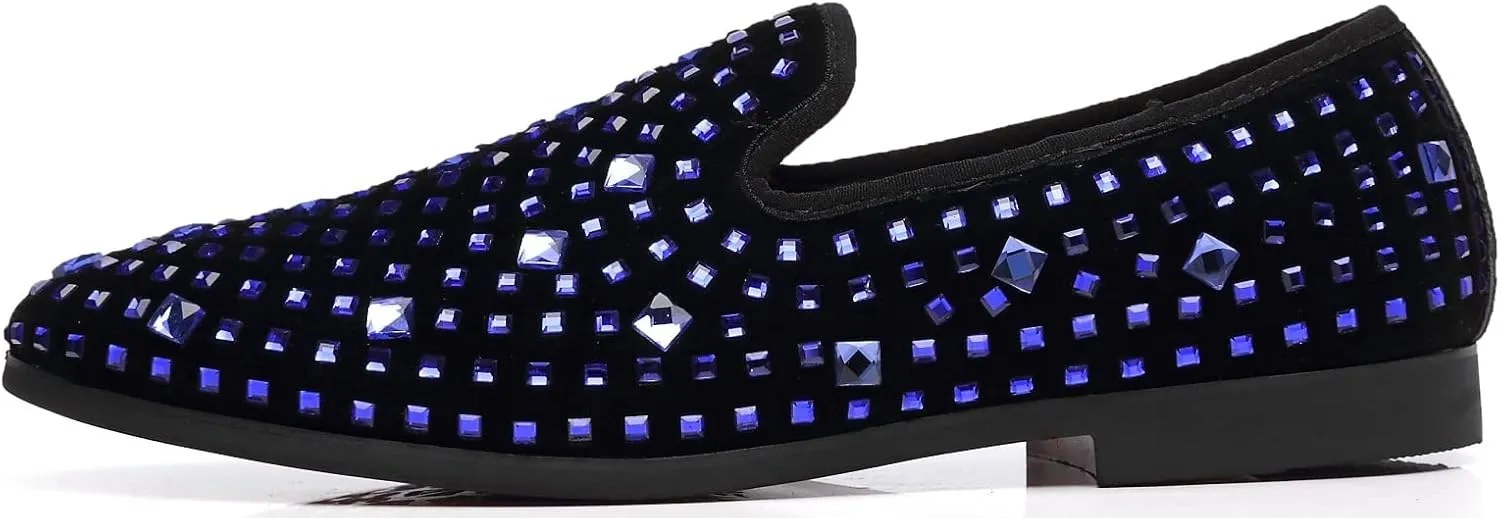 Men's Glitter Loafers Slip on Leather Wedding Party Dress Penny Smoking Sparkly Shoes