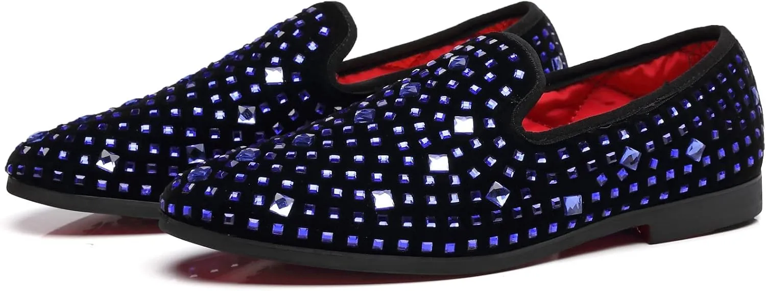 Men's Glitter Loafers Slip on Leather Wedding Party Dress Penny Smoking Sparkly Shoes
