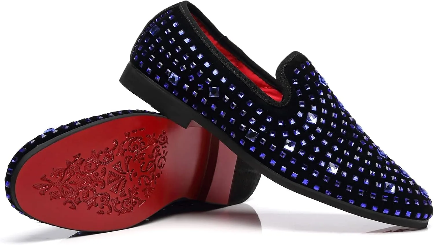 Men's Glitter Loafers Slip on Leather Wedding Party Dress Penny Smoking Sparkly Shoes