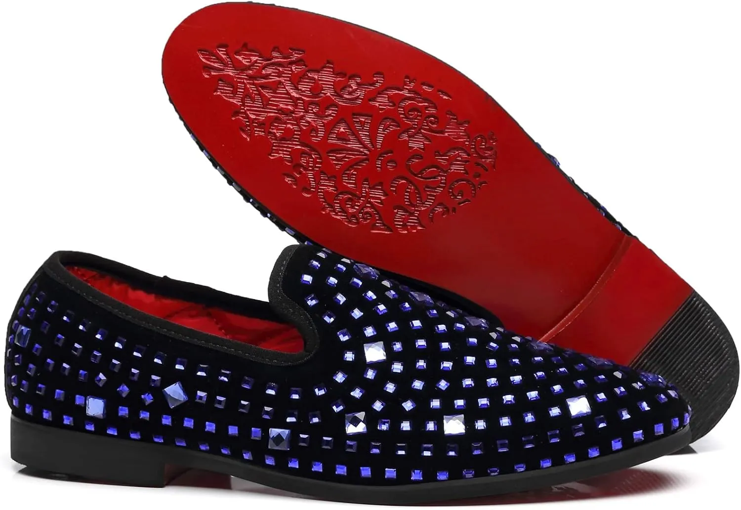 Men's Glitter Loafers Slip on Leather Wedding Party Dress Penny Smoking Sparkly Shoes