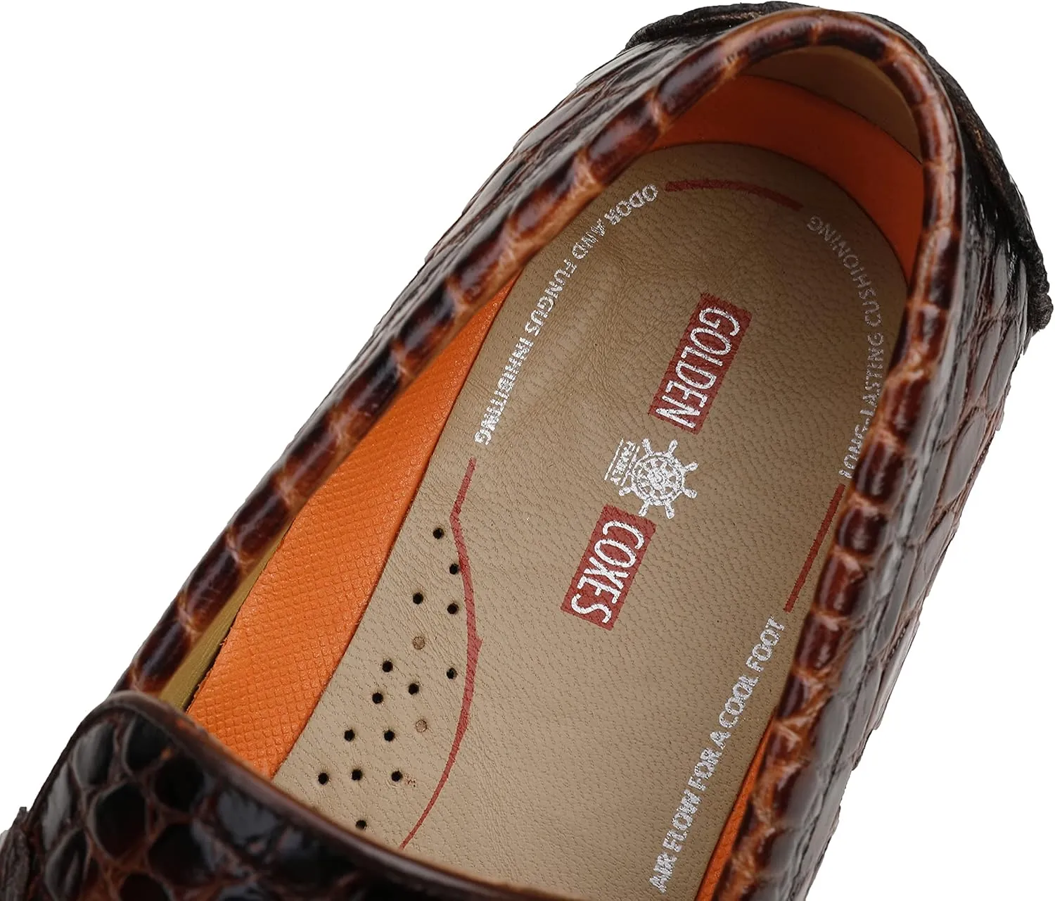 Men's Leather Driving Moccasins Alligator Printed Slip-on Penny Loafers Shoes