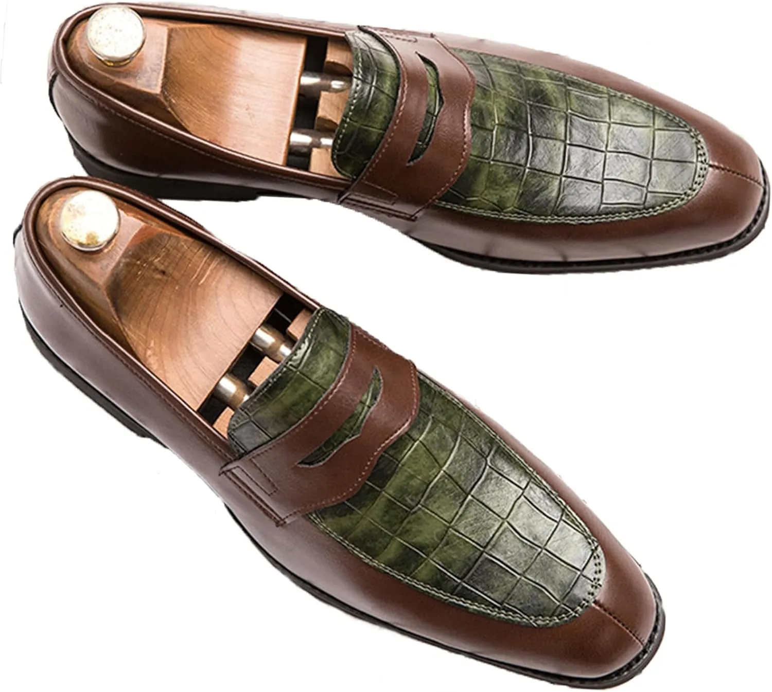 Men's Leather Driving Slip-on Dress Loafers Shoes Luxury Alligator Printed Softsole Business Oxfords Moccasin Classic Wedding Formal Shoes