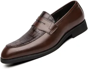 Men's Leather Driving Slip-on Dress Loafers Shoes Luxury Alligator Printed Softsole Business Oxfords Moccasin Classic Wedding Formal Shoes