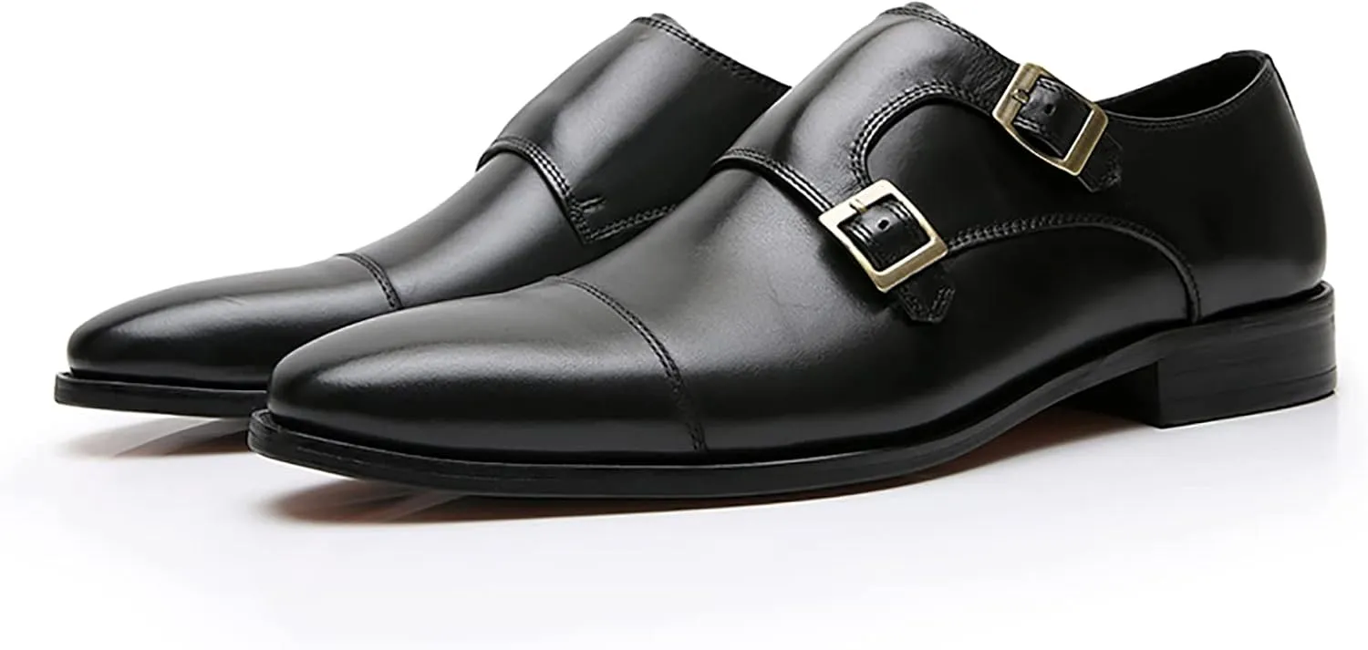 Mens Leather Loafers Casual Shoes Flat Lightweight Casual Moccasin Handmade Slip On Driving Business Shoes Leather Lined Dress Loafers Shoes,Black,7.5US/40EU