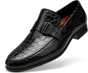 Men's Leather Penny Loafers, Alligator Printed Slip-On Dress Shoes for Mens Casual Shoes Soft Slip On Dress Loafers Bussiness Weddings Shoes