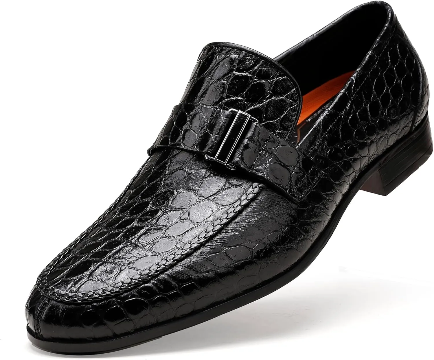 Men's Leather Penny Loafers, Alligator Printed Slip-On Dress Shoes for Mens Casual Shoes Soft Slip On Dress Loafers Bussiness Weddings Shoes