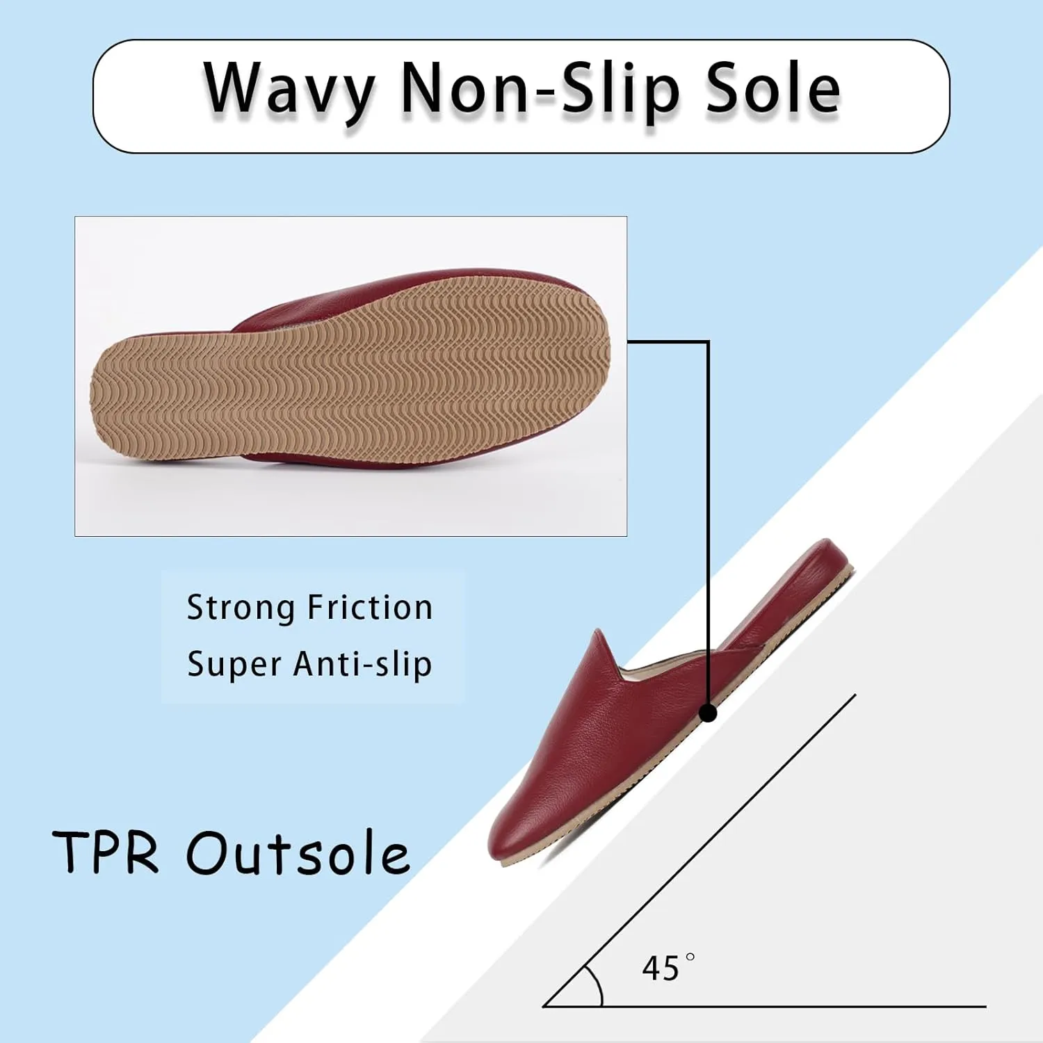 Men's Leather Slippers Genuine Leather Slippers for Men Scuff Slippers with Memory Foam Minimalist Mules House Slip-on Shoes for Office Home Bedroom Living Room Guests Visitor