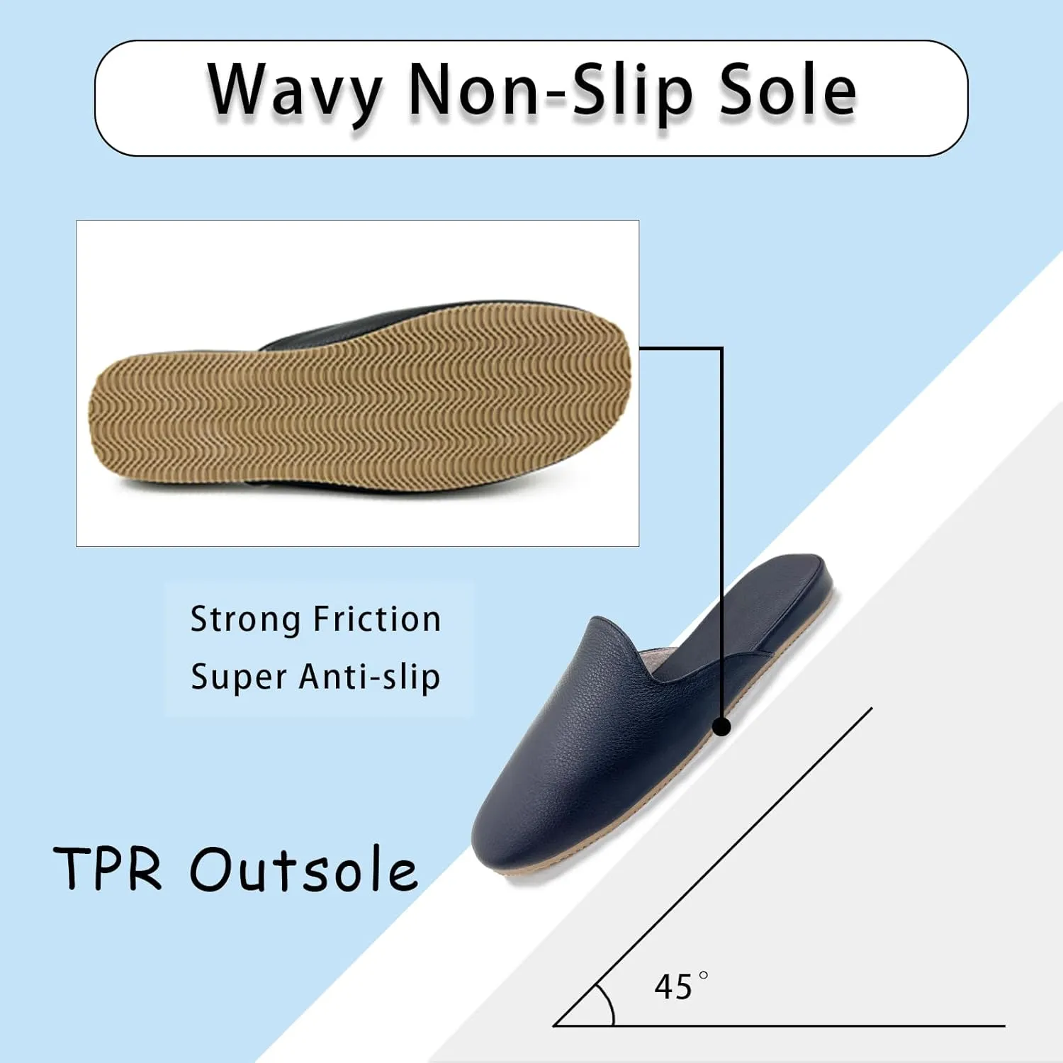 Men's Leather Slippers Genuine Leather Slippers for Men Scuff Slippers with Memory Foam Minimalist Mules House Slip-on Shoes for Office Home Bedroom Living Room Guests Visitor