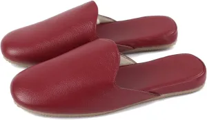 Men's Leather Slippers Genuine Leather Slippers for Men Scuff Slippers with Memory Foam Minimalist Mules House Slip-on Shoes for Office Home Bedroom Living Room Guests Visitor