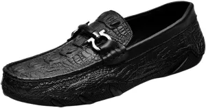 Men's Loafers Shoes Moccasins Faux Crocodile Print Round Toe Leather Flat Heel Resistant Flexible Outdoor Party Slip On