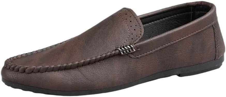 Men's Loafers Shoes Round Toe Vegan Leather Anti-Slip Lightweight Flexible Fashion Slip On