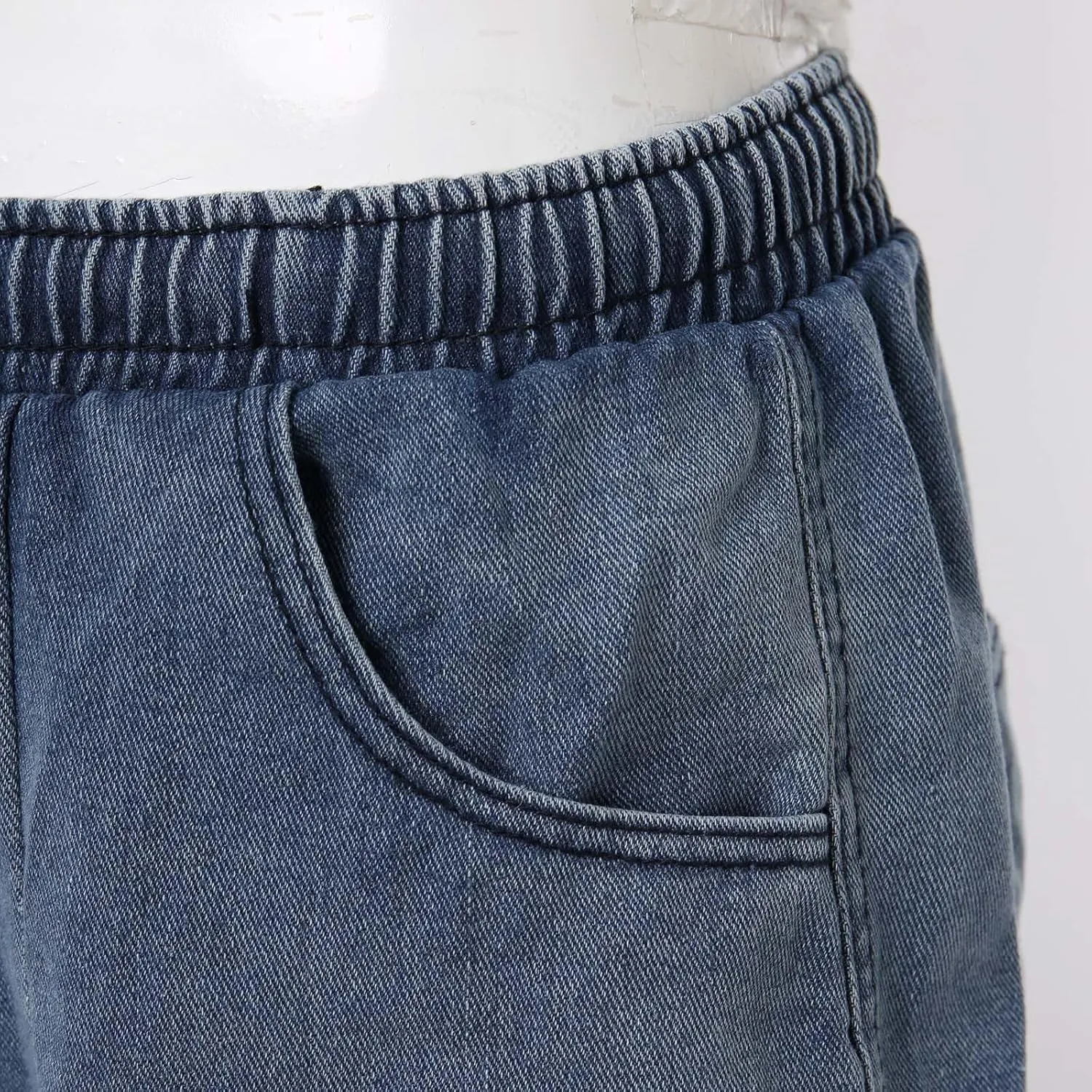Mens Loose Denim Shorts Baggy Summer Casual Wide Leg Mid Jean Jorts Hip Hop Shorts with Pockets Streetwear