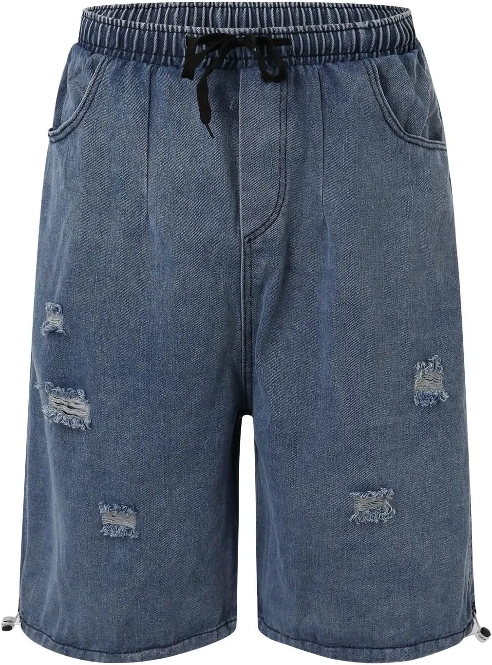 Mens Loose Denim Shorts Baggy Summer Casual Wide Leg Mid Jean Jorts Hip Hop Shorts with Pockets Streetwear