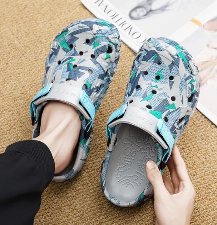 Men's Mules Clog Slip On Beach Sandals Garden Clogs Graphic Outdoor Slippers with Adjustable Strap